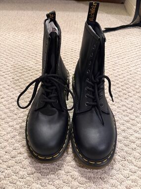 Dr. Martens Black Leather Lace-Up Boots 8 Eye 1460